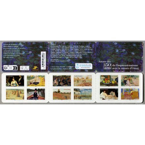 France 2024, Très Belle Bande Carnet Yvert 2401, 12 Timbres Neufs** Luxe 2401 À 2412 - Autour Des 150 Ans De L´Impressionnisme Avec Le Musée D´Orsay Validité Permanente, Collection Ou Affranchissement