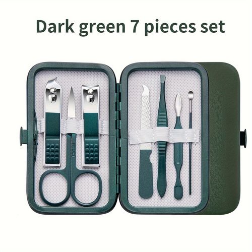 Ensemble De Coupe-Ongles En Acier Inoxydable Pour Enfants,Ensemble D'outils De Manucure,Soins À Domicile,Étui En Cuir,Hommes Et Femmes,7-18 Pièces - Type 7 Pcs 