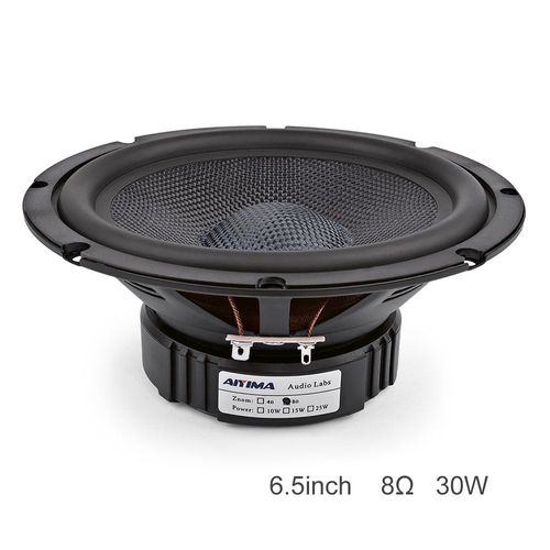 AIYIMA-Haut-parleur de basse de milieu de gamme,haut-parleur audio,caisson de basses en fibre de verre,étagère de cinéma maison bricolage,6.5 pouces,4 ohms,8 ohms,40W,1PC - Type 8 Ohm Speaker