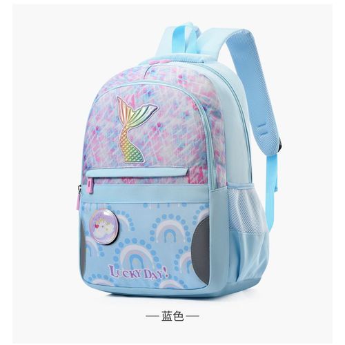 Sac d'École Mignon avec Queue de Sirène pour Enfant,Cartable observateur et Imperméable pour Adolescente,Cartable Primaire, - Type Blue