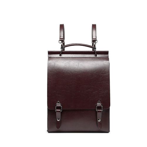 Sac à dos vintage en cuir de vachette véritable pour femme,sac d'école,style collège anglais,designer de luxe,initié,sacs à main pour dames - Type 682-Coffee