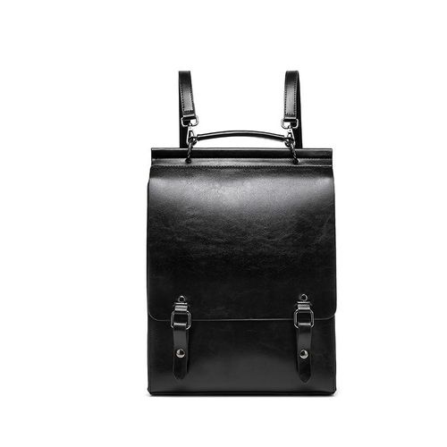 Sac à dos vintage en cuir de vachette véritable pour femme,sac d'école,style collège anglais,designer de luxe,initié,sacs à main pour dames - Type 682-Black