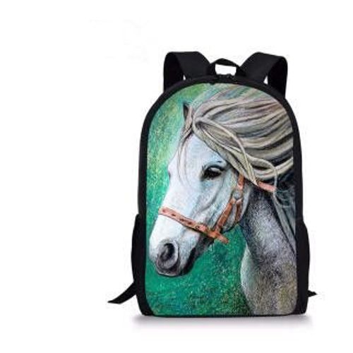 Sac à Dos Imprimé Cheval pour Enfant et Adolescent Cartable d'École pour Fille #D