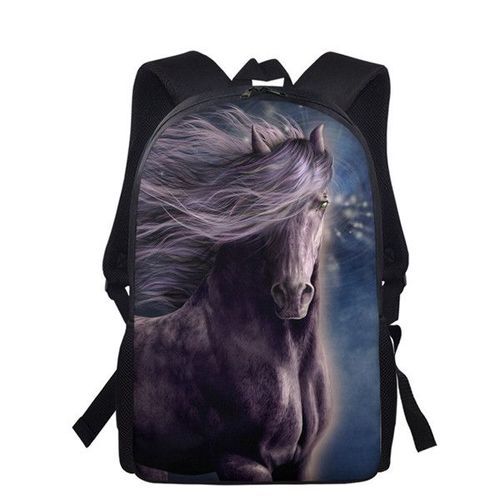 Sac à Dos Imprimé Cheval pour Enfant et Adolescent Cartable d'École pour Fille #X
