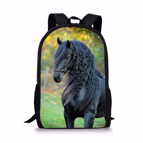 Sac à Dos Imprimé Cheval pour Enfant et Adolescent Cartable d'École pour Fille #A