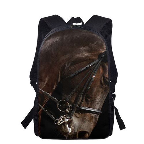 Sac à Dos Imprimé Cheval pour Enfant et Adolescent Cartable d'École pour Fille #T