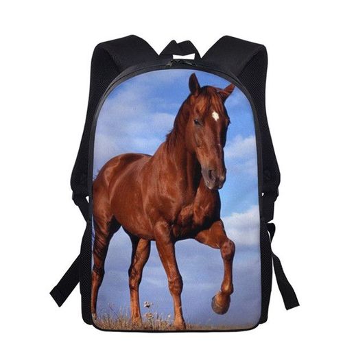 Sac à Dos Imprimé Cheval pour Enfant et Adolescent Cartable d'École pour Fille #D2