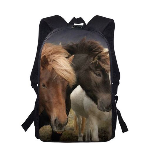 Sac À Dos Imprimé Cheval Pour Enfant Et Adolescent Cartable D'école Pour Fille #B2