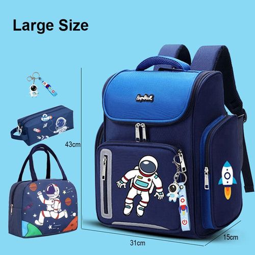 Sac à Dos Astronome pour Garçon,Ensemble de Cartable pour Élève du Primaire,Sacs d'École pour Enfants,Cartable Imperméable pour Enfants - Type L Blue Set