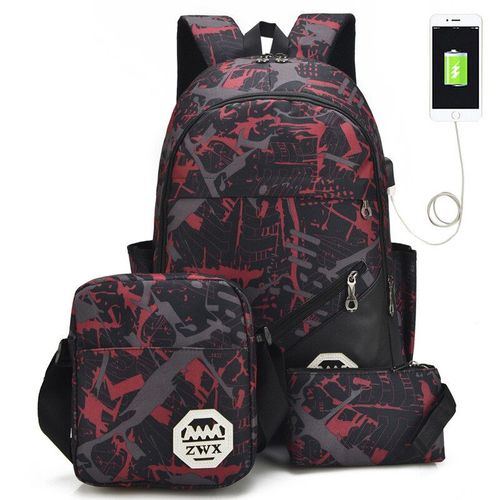 Ensemble de Sacs d'École Primaire Imperméables pour Enfant,Cartable SR pour Garçon et Fille,3 Pièces - Type Red Set