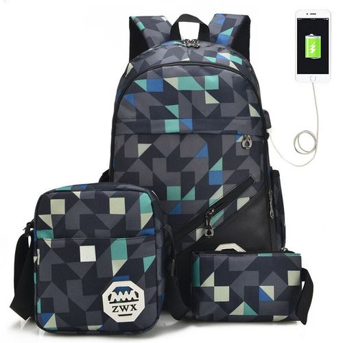 Ensemble de Sacs d'École Primaire Imperméables pour Enfant,Cartable SR pour Garçon et Fille,3 Pièces - Type Grey Set