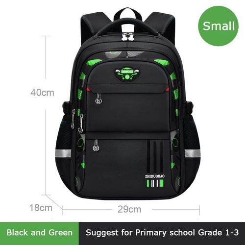Sac à Dos d'École Orthopédique Imperméable pour Enfant,Cartable Primaire pour Fille et Garçon - Type Small black green #B