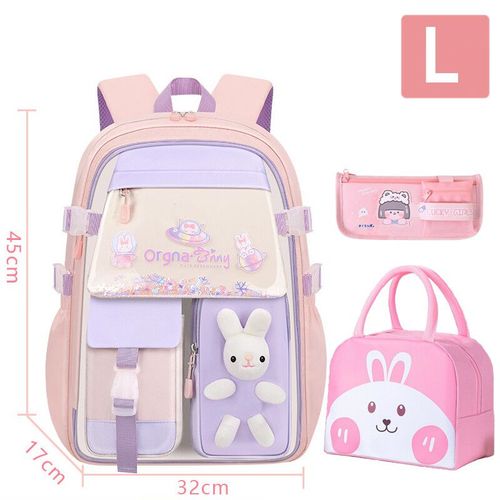 Sac à Dos Orthopédique en Nylon pour Fille,Cartable d'École Primaire pour Enfant,Sacs Kawaii Imperméables - Type L Pink