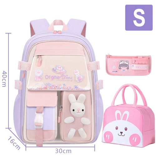 Sac à Dos Orthopédique en Nylon pour Fille,Cartable d'École Primaire pour Enfant,Sacs Kawaii Imperméables - Type S Purple