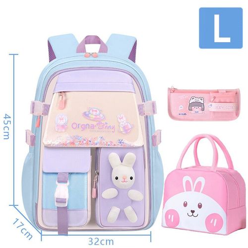 Sac à Dos Orthopédique en Nylon pour Fille,Cartable d'École Primaire pour Enfant,Sacs Kawaii Imperméables - Type L Blue
