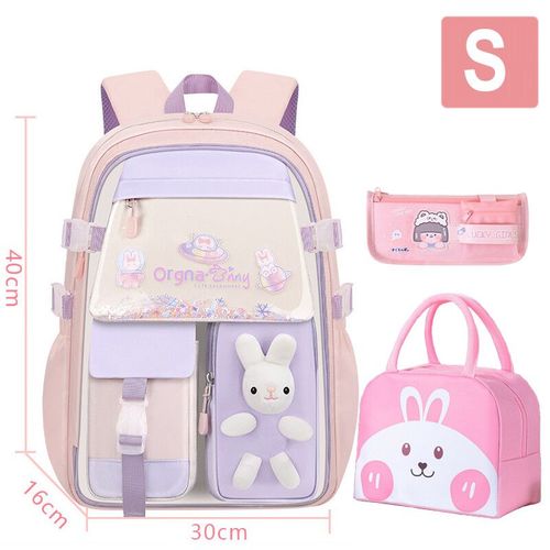 Sac à Dos Orthopédique en Nylon pour Fille,Cartable d'École Primaire pour Enfant,Sacs Kawaii Imperméables - Type S Pink