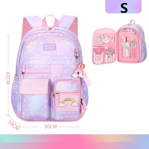 Sac à Dos d'École Primaire,Mignon,Coloré,pour Fille,Princesse,Imperméable,Série Arc-en-Ciel,pour Enfant - Type S purple kks