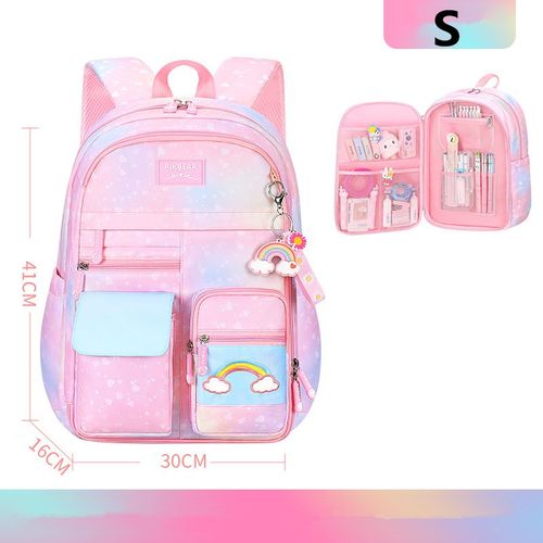 Sac à Dos d'École Primaire,Mignon,Coloré,pour Fille,Princesse,Imperméable,Série Arc-en-Ciel,pour Enfant - Type S pink kks