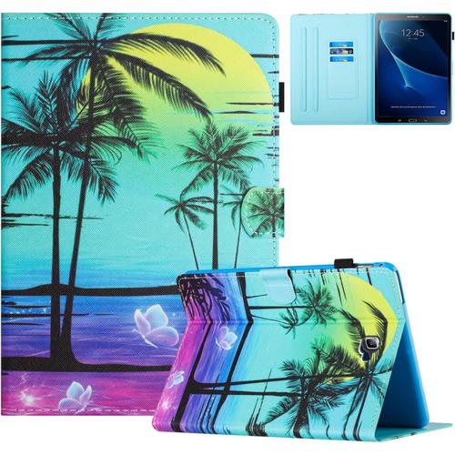 Coque Pour Samsung Galaxy Tab A 10.1 Pouces (Sm-T580/T585) 2016 Pu Cuir Folio Case Stand Cover Tablette Housse Avec Fonction Auto Réveil/Sommeil Étui De Protection, Cocotier