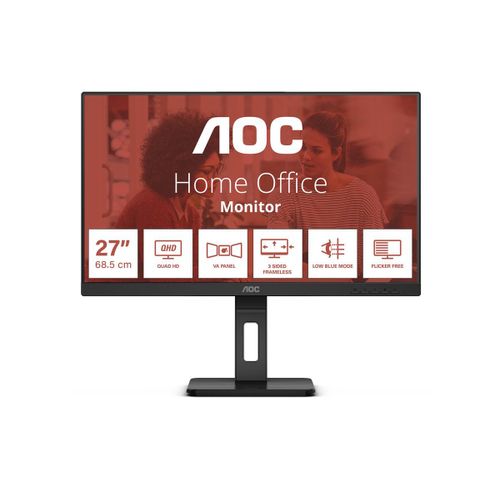 AOC Essential-line Q27E3UMF - Écran LED - 27" - 2560 x 1440 QHD @ 75 Hz - VA - 300 cd/m² - 4000:1 - 4 ms - HDMI, DisplayPort - haut-parleurs - noir