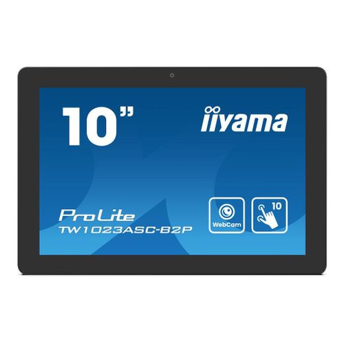 iiyama ProLite TW1023ASC-B2P - Écran LED - 10.1" - fixe - écran tactile - 1280 x 800 WXGA @ 60 Hz - IPS - 450 cd/m² - 1000:1 - 25 ms - HDMI - haut-parleurs - cadre noir avec finition mate