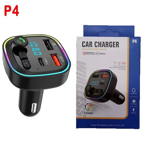 Chargeur De Voiture Usb Sans Fil Pour Touristes,Bluetooth 5.0,Transmetteur Fm,Modulateur D'autoradio,Lecteur Mp3,Adaptateur De Chargeur Rapide Pour Voiture,12v,3.L'autorisation - Type P4