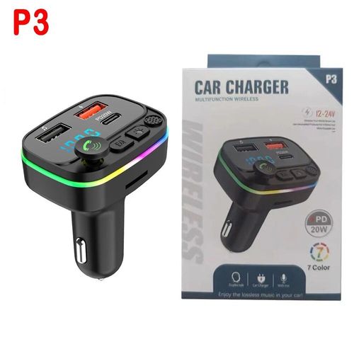Chargeur De Voiture Usb Sans Fil Pour Touristes,Bluetooth 5.0,Transmetteur Fm,Modulateur D'autoradio,Lecteur Mp3,Adaptateur De Chargeur Rapide Pour Voiture,12v,3.L'autorisation - Type P3