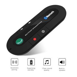 Kebidu-Mini Haut-Parleur Universel Pour Voiture,Bluetooth,Kit Mains Libres,Sans Fil,Régulateur 3 Lecteurs De Musique Lb,Clip Pare-Soleil,Android 4.1 - Type Black