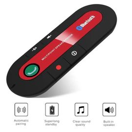 Mini Pare-Soleil À Clip,Bluetooth,Haut-Parleur Audio Mp3,Récepteur De Musique,Kit De Voiture,Sans Fil,Mains Libres,Adaptateur De Haut-Parleur Pour Téléphone - Type Rouge
