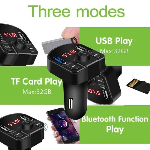 Kit De Voiture Bluetooth Mains Libres 4.1a Double Usb,Chargeur De Voiture,Transmetteur Fm Sans Fil 3.1a 1a Double Usb,Téléphone Portable,Lecteur Mp3