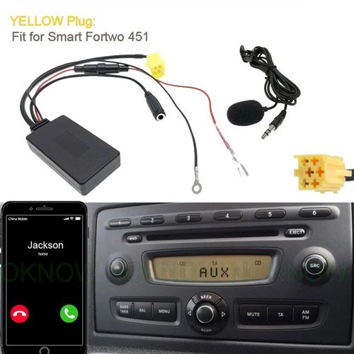 Adaptateur De Câble Audio Aux Pour Voiture,Bluetooth 5.0,Smart Fortwo 450,451 Roadster Grundig,Radio Cd 6,8 Broches,Mini Prise Iso - Type 451 With Mic