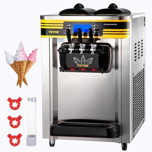 Machine à Crème Glacée Molle -VEVOR - 22-30L-h 2350W 6L Machine à Glace Italienne Trémie - 3 Saveurs