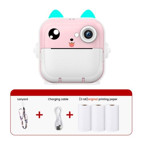 Appareil photo thermique imprimé instantané pour enfants,imprimante vidéo numérique,appareil photo numérique à pixels élevés,jouet pour enfants,cadeau de Noël - Type Pink