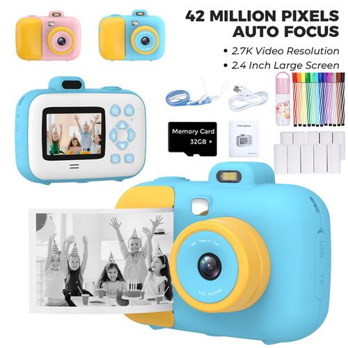 Appareil Photo instantané pour enfants,2.7k,avec impression thermique,jouets en papier,cadeau pour filles - Type B10rolls 32G