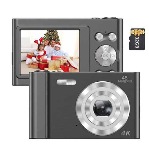 caméra numérique 4K 48mp,caméscope vidéo autofocus,Zoom 16X,Anti-secousse,détection du visage,Capture de sourire,Flash et batterie intégrés - Type 4K 48MP Black