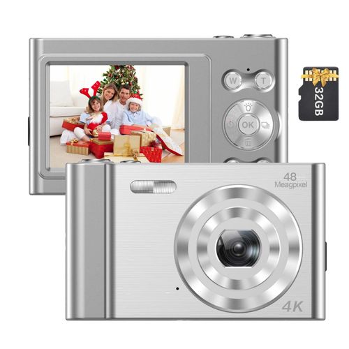 caméra numérique 4K 48mp,caméscope vidéo autofocus,Zoom 16X,Anti-secousse,détection du visage,Capture de sourire,Flash et batterie intégrés - Type 4K 48MP Silver