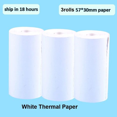Appareil photo numérique instantané avec lanière pour enfants,écran HD IPS de 2.4 pouces,lumière d'oreille,imprimante instantanée,cadeaux de Noël et d'anniversaire - Type 3roll white-Standard