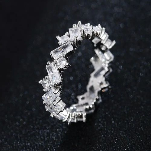 Bague De Luxe En Pierre De Cristal Blanche Pour Femmes,Bagues De Mariage Irrégulières En Zircon Pour Femmes,Bague De Fiançailles Géométrique En Zircon À La Mode