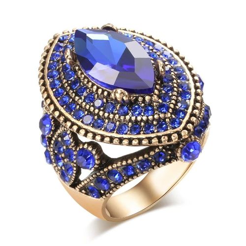 Kinel-Bague Antique De Luxe Pour Femme,Look Vintage,Clip Rouge Aaa,Bijoux Boho,Charme De Document En Or,Bague De Mariage Ethnique,2020