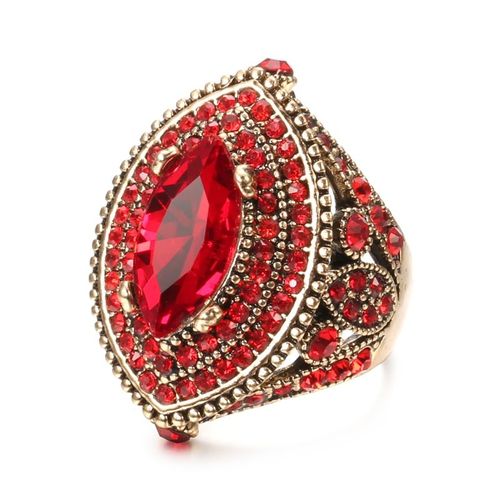 Kinel-Bague Antique De Luxe Pour Femme,Look Vintage,Clip Rouge Aaa,Bijoux Boho,Charme De Document En Or,Bague De Mariage Ethnique,2020