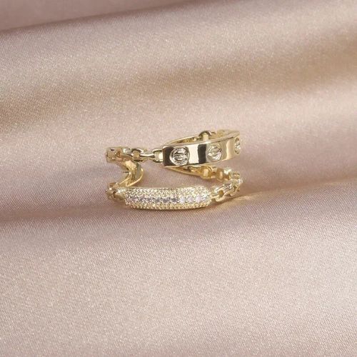 Bague Plaquée Or 14 Carats Pour Femme,Bijoux Élégants,Cadeau De Mariage Réglable,Nouvelle Mode Coréenne Exquise,Aaa Zcomprend