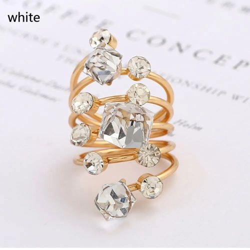 Chimmetal-Bague De Fiançailles Ouverte En Cristal Pour Femme,Multi-Anneaux De Charbon,Biscuits Irréguliers,Bijoux De Luxe,Cadeau Pour Femme