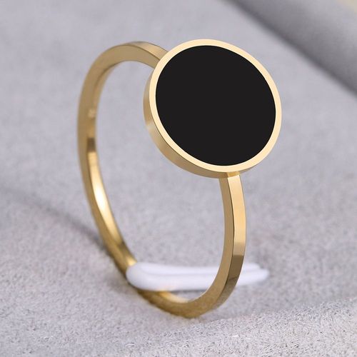 Bague Ronde En Acier Inoxydable Pour Femme,Bague En Pierre Noire,Bijoux De Fête,Cadeaux De Mariage Pour Filles,Style Avocat,Travailleurs,Mode