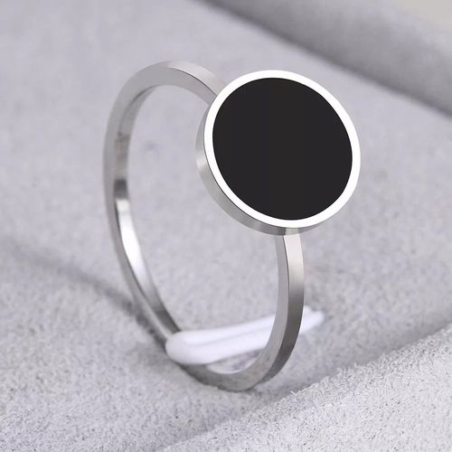 Bague Ronde En Acier Inoxydable Pour Femme,Bague En Pierre Noire,Bijoux De Fête,Cadeaux De Mariage Pour Filles,Style Avocat,Travailleurs,Mode