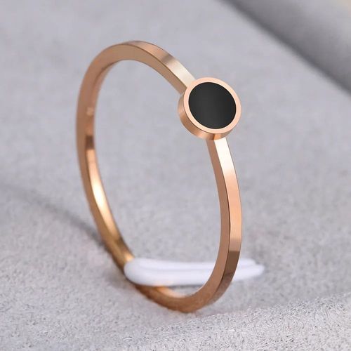 Bague Ronde En Acier Inoxydable Pour Femme,Bague En Pierre Noire,Bijoux De Fête,Cadeaux De Mariage Pour Filles,Style Avocat,Travailleurs,Mode