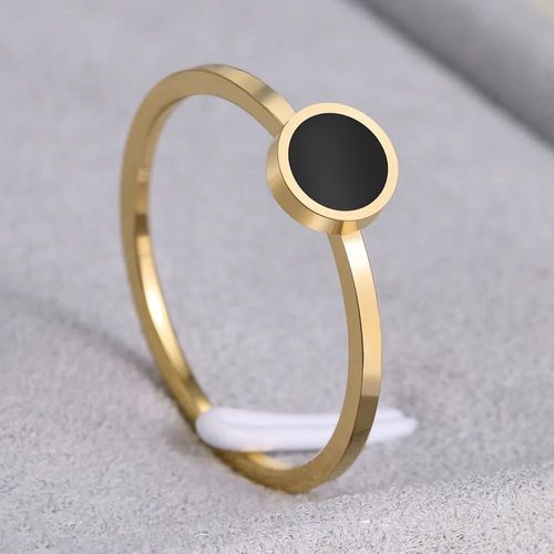 Bague Ronde En Acier Inoxydable Pour Femme,Bague En Pierre Noire,Bijoux De Fête,Cadeaux De Mariage Pour Filles,Style Avocat,Travailleurs,Mode