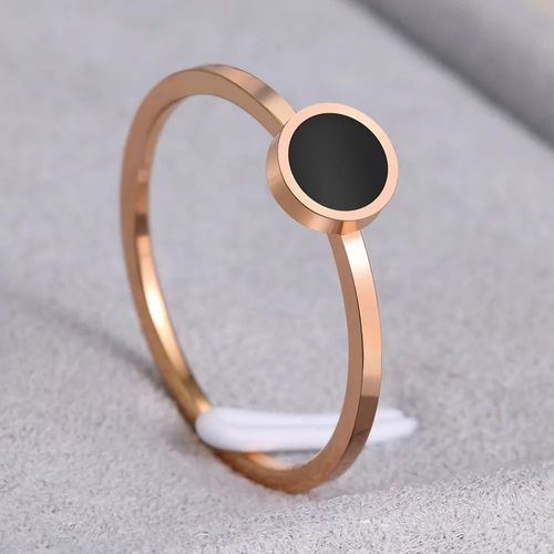 Bague Ronde En Acier Inoxydable Pour Femme,Bague En Pierre Noire,Bijoux De Fête,Cadeaux De Mariage Pour Filles,Style Avocat,Travailleurs,Mode