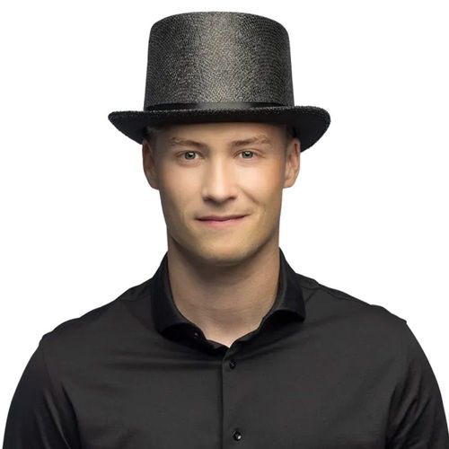 Chapeau Haut-De-Forme Gala Noir Pailleté Adulte