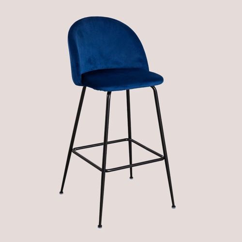 Pack De 2 Tabourets Hauts En Velours Kana Design Noir ¿75 Cm