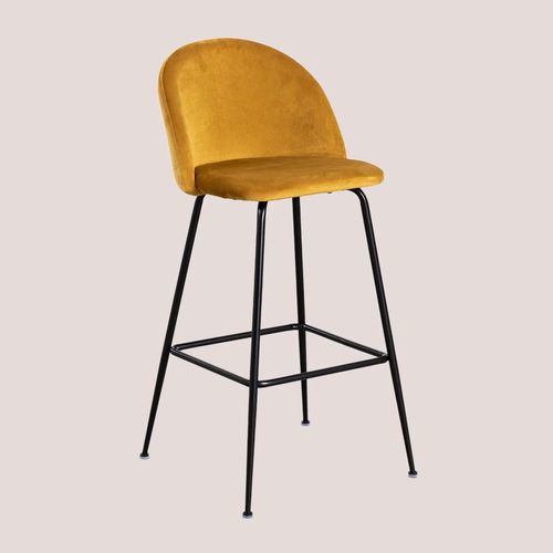 Pack De 2 Tabourets Hauts En Velours Kana Design Noir ¿75 Cm